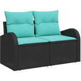 vidaXL Vrtni kauč Crna 124 x 62 x 85cm poliratan - Crna sa spremištem | shoptok.hr