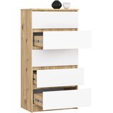 AKORD Komoda, 5 Predalov, Hrast Artisan/Bela, (5000332250) | Shoptok.si