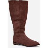 Boto Suede Boots With Flat Heel Brown Eelin | shoptok.hr