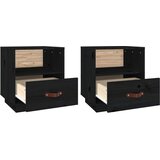  Noćni ormarići 2 kom crna 40 x 34 x 45 cm od masivne borovine | Shoptok.si