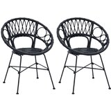  Stolac za blagovanje 2 pcs Crna 65 x 55 5 x 81 cm Ratan i čelik | shoptok.hr