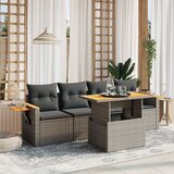 Maison Chic Seti vrtnega pohištva - Vrtna garnitura - Vrtni pohištvo set 5-delna z blazinami siv poli ratan, (21816958) | Shoptok.si