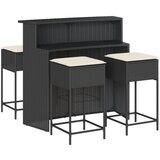  The Living Store Vrtna barska garnitura 5-delna z blazinami črn poli ratan - Vrtna Barska Garnitura, (21459707) | Shoptok.si