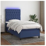  Box spring postelja z vzmetnico LED modra 90x200 cm blago | Shoptok.si