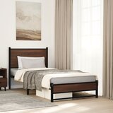 Maison Chic Kovinski Posteljni okvir - Enojna postelja - Postelja za odrasle brez vzmetnice rjavi hrast 75x190 cm, (21696072) | Shoptok.si
