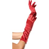 Leg Avenue Elbow Length Satin Gloves 8B Red Cene