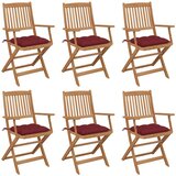 Maison Chic Zložljivi Vrtni Stoli - Stol za vrti 6 kosov z blazinami trden akacijev les JS3083, (21876043) | Shoptok.si