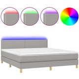  The Living Store Box spring postelja z vzmetnico LED sv. siva 160x200 cm blago - Box Spring Postelja, (21444365) | Shoptok.si