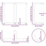 vidaXL Noge jedilne mize v obliki črke T 2 kosa 70x35x(72-73) cm jeklo | Shoptok.si