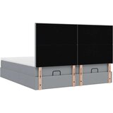 vidaXL Otomanski posteljni okvir z vzmetnicami siv 200x200 cm blago | Shoptok.si