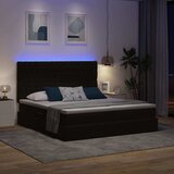  LED krevet za pohranu s madracem Crna 200 x 200 cm Baršun | shoptok.hr
