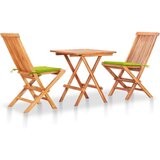 vidaXL 3-dijelni bistro set s jarko zelenim jastucima masivna tikovina Cijene