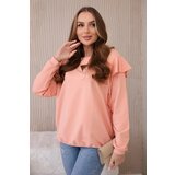 Kesi Cotton blouse with ruffles on the shoulders apricot | shoptok.hr