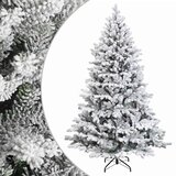  Umjetno božićno drvce s nogom 150 cm PVC i metal - Zelena i bijela 150 cm bez LED svjetala | shoptok.hr