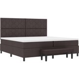 vidaXL Postelja z vzmetjo in klopjo Temno rjava 200x200 cm Tkanina, (22083229) | Shoptok.si
