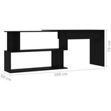 vidaXL Kutni radni stol crni 200 x 50 x 76 cm od iverice | shoptok.hr