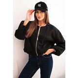 Kesi Włoski Women's jacket with a zipper and puffed sleeves black Cijene