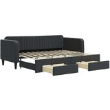  Dnevni krevet na razvlačenje s ladicama crni 80 x 200 cm baršun | shoptok.hr