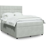 vidaXL Box spring postelja z vzmetnico svetlo siva 140x200 cm žamet | Shoptok.si