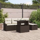 vidaXL 6-delni vrtni set s blazinami Rjava Poli Ratan | Shoptok.si