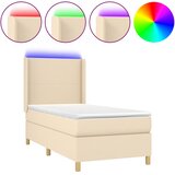  Krevet box spring s madracem LED krem 100x200 cm od tkanine | shoptok.hr