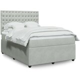 vidaXL Box spring postelja z vzmetnico svetlo siva 140x200 cm žamet | Shoptok.si