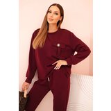 Kesi Włoski Women's set buttercream sweatshirt and pants with elastic plum Cijene