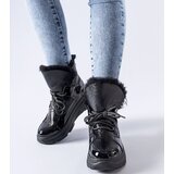 Gemre Black insulated patent snow boots Stringer | shoptok.hr