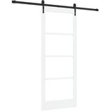  Klizna vrata 83 x 202 cm Masivna borovina i staklo Bijelo | shoptok.hr