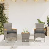 3-dijelni bistro set s jastucima od poliratana i stakla sivi | shoptok.hr