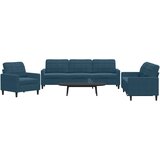  3-dijelni set sofa s jastucima plavi baršunasti | shoptok.hr