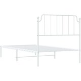 Metalni Kovinski posteljni okvir z vzglavjem bel 100x190 cm | Shoptok.si