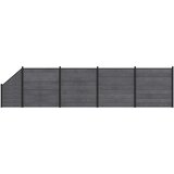 vidaXL Set ograde 5 kom. 792 x 186 cm WPC i aluminij Siva - Siva 4 sekcije + 1 nagnuta sekcija (tamnosivi stup) | shoptok.hr