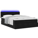  Otomanski krevet s madracem&amp LED crni 140x190 cm baršunasti | shoptok.hr