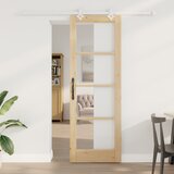 vidaXL drsna vrata s setom okovja 73,5x211 cm trden borov les, notranja vrata s steklom 'ORKDAL'73,5x211x4 cm trden borov les | Shoptok.si