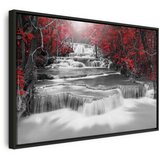  Slika - Cascade of Thoughts (1 Part) Wide Red 90x60 U crnom drvenom okviru | shoptok.hr