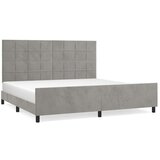  Posteljni okvir z vzglavjem svetlo siv 200x200 cm žamet, (20788298) | Shoptok.si
