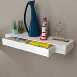 Maison Chic Lebdeča stenska polica - Viseča polica z 1 predalom MDF bela, (21793988) | Shoptok.si