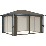  Sjenica sa zastorima i LED svjetlima 400 x 300 cm smeđe-siva | shoptok.hr