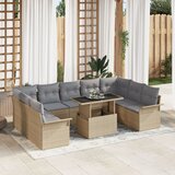 vidaXL 10-delni vrtni kavč set z blazinami Bež Poli Ratan | Shoptok.si