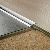 LOGOCLIC Prehodni profil 102 (Plemenito jeklo sijaj, 0,9 m x 50 mm x 5,6 mm, Vrsta montaže: Vijaki, Preluknjano bočno vdolbino) | Shoptok.si