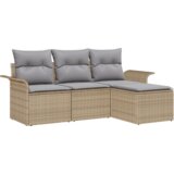  Set Vrtnih Kauča od 4 Dijela s Jastučićima Bež Poli Ratan | shoptok.hr