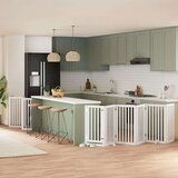 vidaXL Ograda za pse z vrati zložljiva 12 panelov bela 600 cm les | Shoptok.si