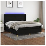vidaXL Box spring postelja z vzmetnico LED črna 180x200 cm b Cene