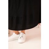 Kesi Włoski Plus size women's dress with short sleeves and ruffle made of light viscose black | shoptok.hr