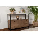 Stranska mizica v orehovem dekorju v temni naravni barvi 29,5x120 cm Solace –