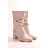 Shoeberry Women's Nollie Beige Heels & Gaiters. Beige Skin. | ePonuda.com