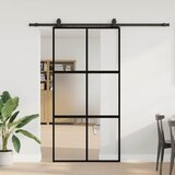 vidaXL Drsna vrata z opremo črna 102,5x205 cm kaljeno steklo Cene
