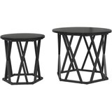 vidaXL Stranske Mize 2 kosa Črne Opečne Lesene, (22056346) | Shoptok.si