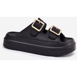 Boto Women's Platform Slippers With Golden Buckles Black Zorila | ePonuda.com